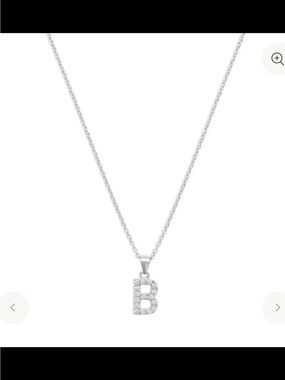 Initial B Pendant Necklace in Silver with Pavé Crystals